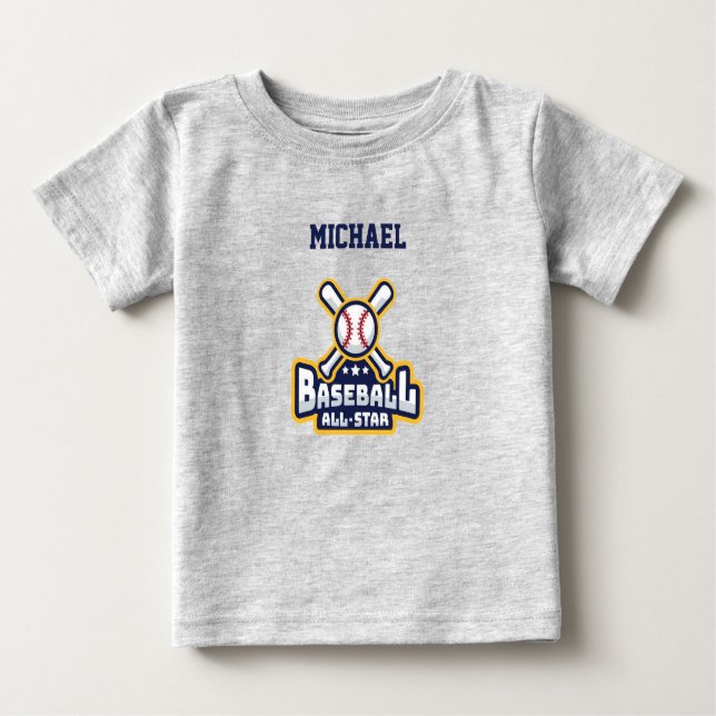 Camiseta Bola All-Star de Baseball e Bat Personalizado (Frente)