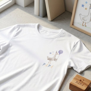Camiseta Bola Azul Ganso Papai Homens Festa de Um Ano