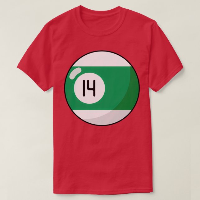 Camiseta Bola bilhar 14 verde e branca (Frente do Design)