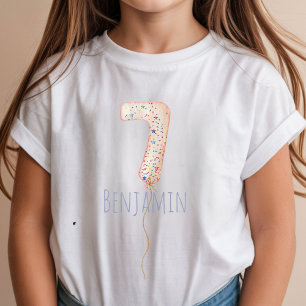 Camiseta Bola de Aniversário de 7 Anos Roupa de Aniversário