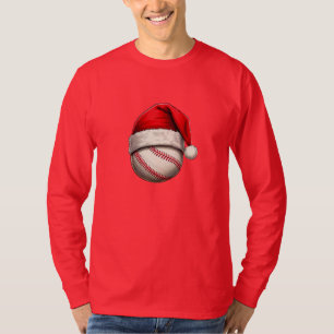 Camiseta Bola de Baseball com Natal de Santa Hat