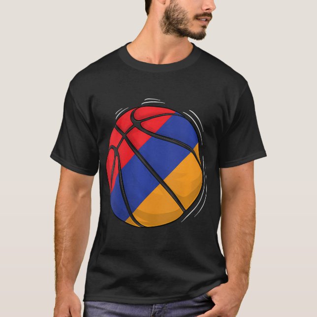Camiseta Bola De Basquete Com Bandeira Da Armênia (Frente)