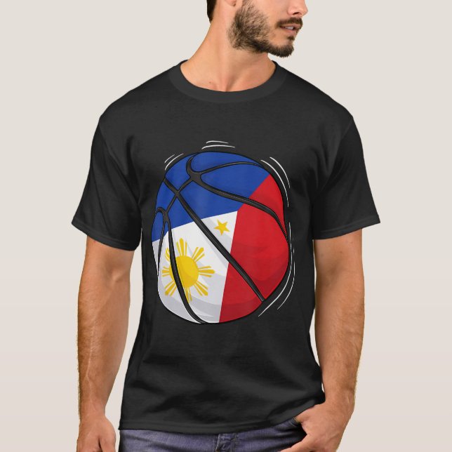 Camiseta Bola De Basquete Com Bandeira Das Filipinas (Frente)