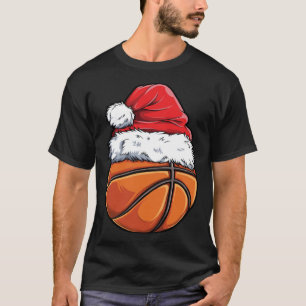 Camiseta Bola de Basquete Natal Chapéu do Papai Noel Esport