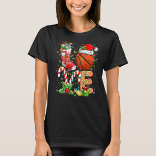 Camiseta Bola de Basquete Papais noeis de Natal Amar Luzes