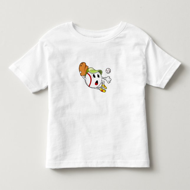 Camiseta Bola de beisebol com luva e boné de beisebol (Frente)