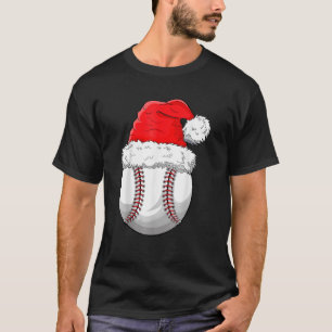 Camiseta Bola de beisebol de Natal Chapéu do Papai Noel Esp