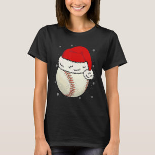 Camiseta Bola de beisebol de Natal Chapéu do Papai Noel Xma