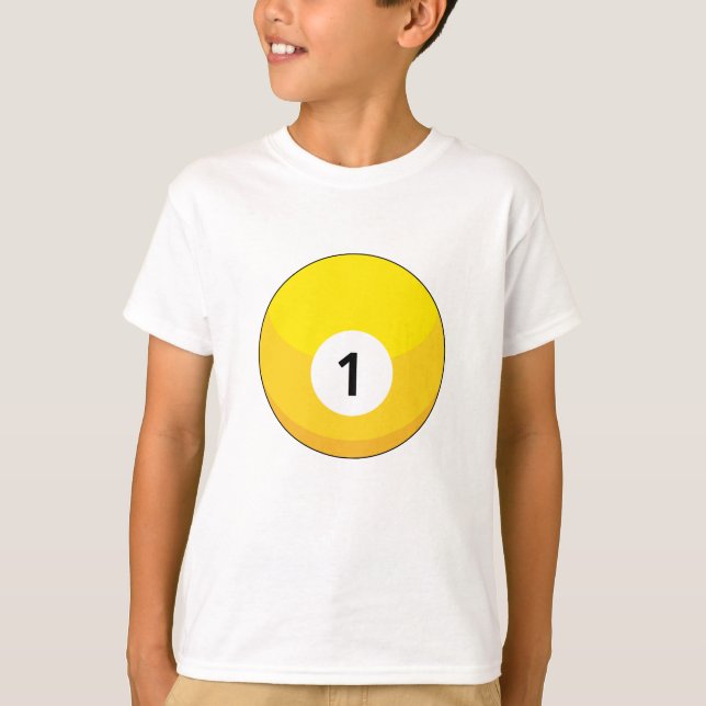 Camiseta Bola de Bilhar Amarela Número Um (Frente)