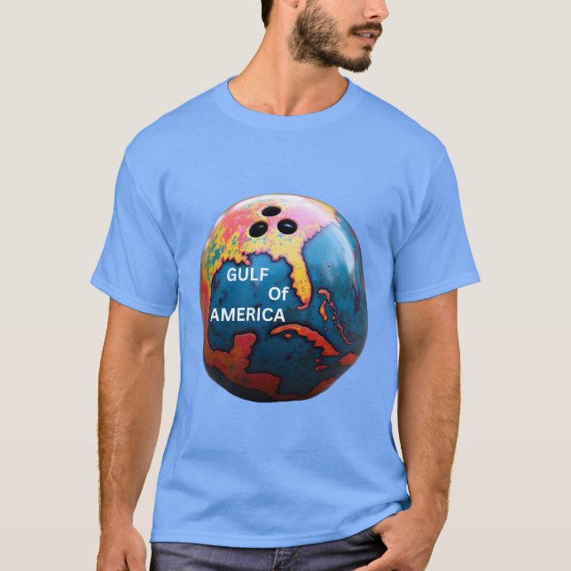 Camiseta Bola de boliche com golfo da américa colorido (Frente)