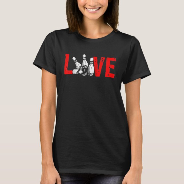 Camiseta Bola de boliche de Amor, Pin Bowler Strike Team Bo (Frente)