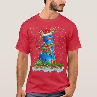Camiseta Bola de boliche engraçada Snowman Xmas Luzes Bolic