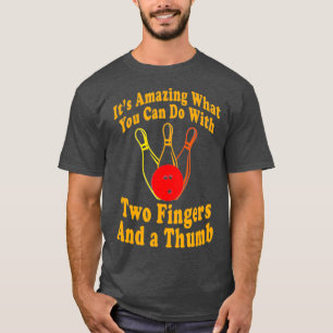 Camiseta Bola de boliche Retroativa Engraçada Dois Dedos e