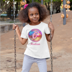 Camiseta Bola de Discoteca Brilho Dourado Rosa Quente Anive