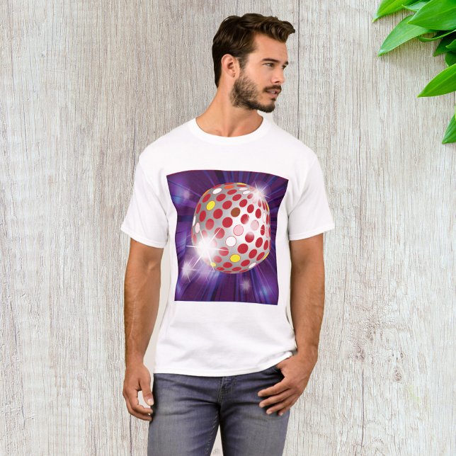Camiseta Bola de Discoteca Retro dos Anos 70 Vermelho Vibra (Criador carregado)