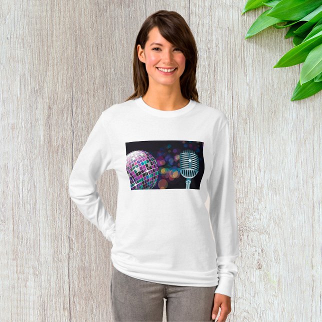 Camiseta Bola de Discoteca Retro e Microfone Antigo (Criador carregado)
