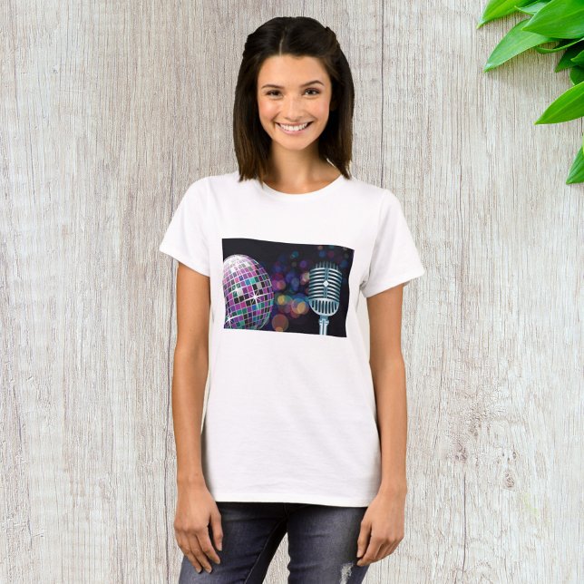 Camiseta Bola de Discoteca Retro e Microfone Antigo (Criador carregado)