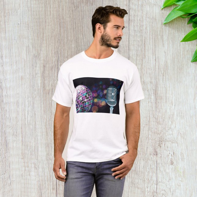 Camiseta Bola de Discoteca Retro e Microfone Antigo (Criador carregado)