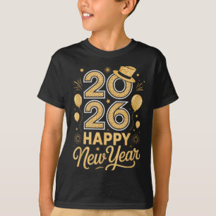 Camiseta Bola de Fogo do Chapéu Superior Festivo de Ano Nov