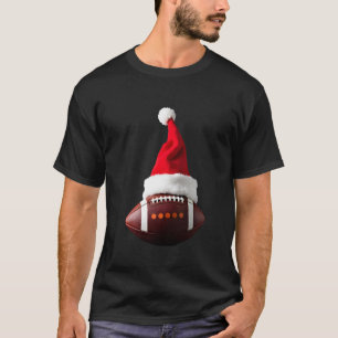 Camiseta Bola de Futebol Americano de Natal Chapéu do Papai