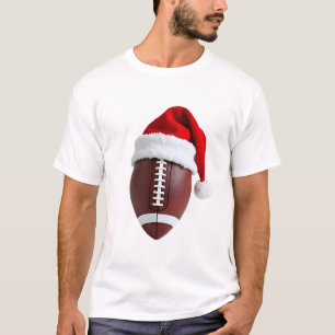 Camiseta Bola de Futebol Americano de Natal com Chapéu de P