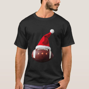 Camiseta Bola de Futebol Americano do Natal Chapéu do Papai