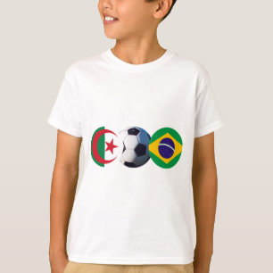 Camiseta Bola de Futebol Argélia e Brasil Bandeiras do MUS