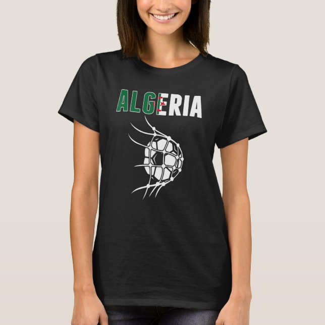 Camiseta Bola De Futebol Argélia Em Apoio Líquido Ao Calçad (Frente)