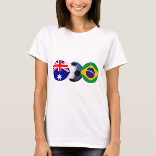 Camiseta Bola de Futebol Austrália e Brasil Bandeira do MU