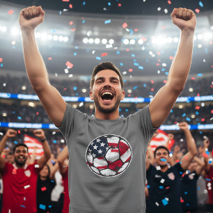 Camiseta Bola de Futebol Bandeira dos EUA Patriótica Futebo