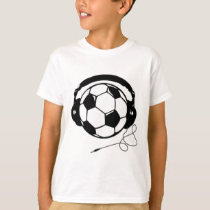 Camiseta Bola de Futebol com Fones de Ouvido Engraçado