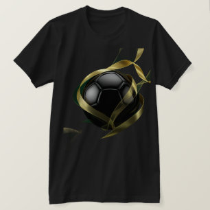 Camiseta Bola de Futebol com Redemoinhos Dourados ao redor