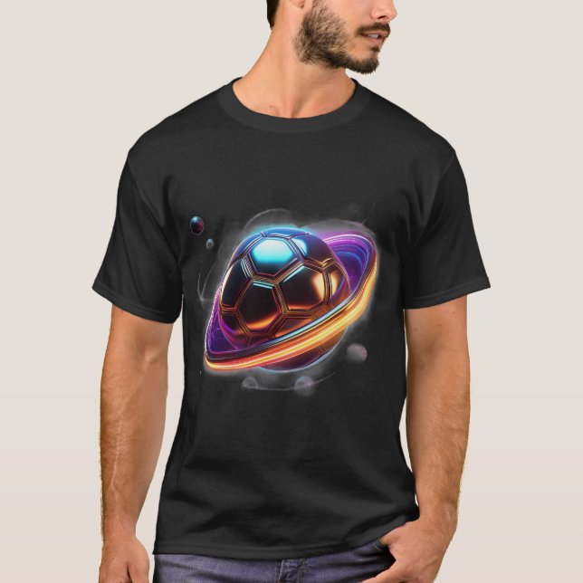 Camiseta Bola De Futebol Como Planeta Saturno, Design De Es (Frente)
