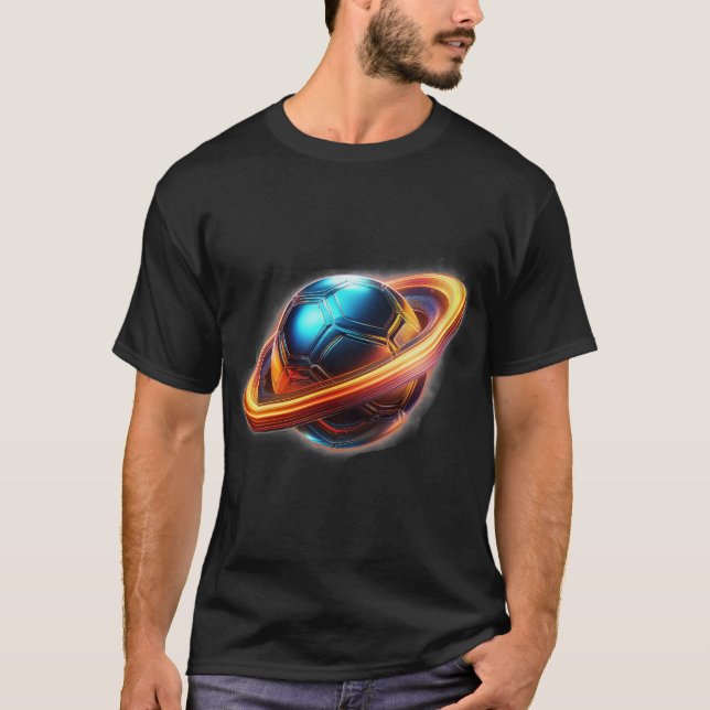 Camiseta Bola De Futebol Como Planeta Saturno, Design De Es (Frente)