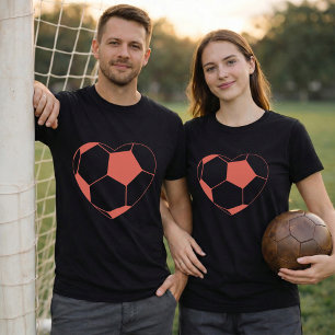 Camiseta Bola de Futebol Coração; Gráfico de Futebol Coraçã