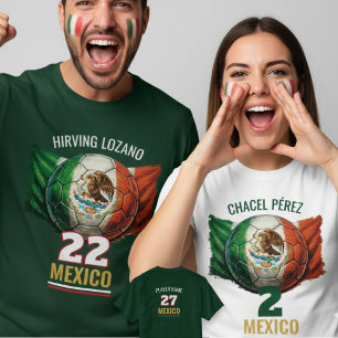Camiseta Bola de Futebol da Bandeira Nacional do México Pat