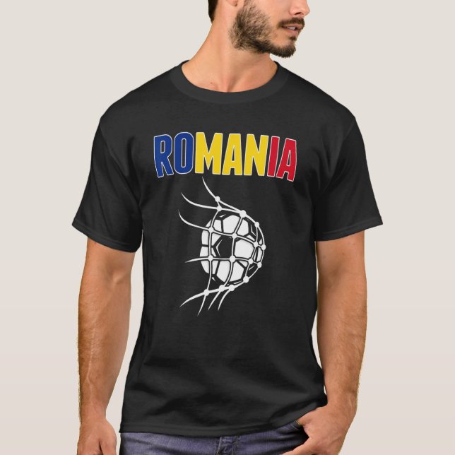 Camiseta Bola De Futebol Da Romênia Em Apoio Líquido Ao Cal (Frente)