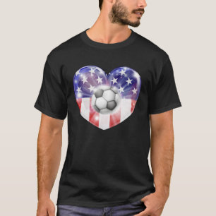 Camiseta Bola de Futebol de Bandeira Americana em Forma de 