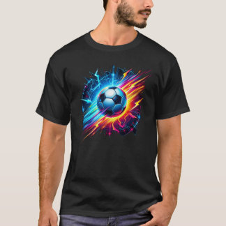 Camiseta Bola de Futebol Elétrico Futurista Relâmpago