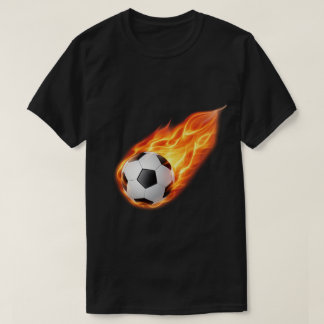 Camiseta Bola de Futebol em Chamas com Chamas de Fogo