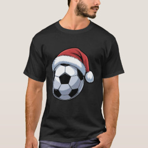 Camiseta Bola de Futebol Engraçada Chapéu de Papai Noel Mul