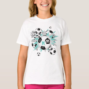 Camiseta bola de futebol feminino estouro em lt azul-teal c