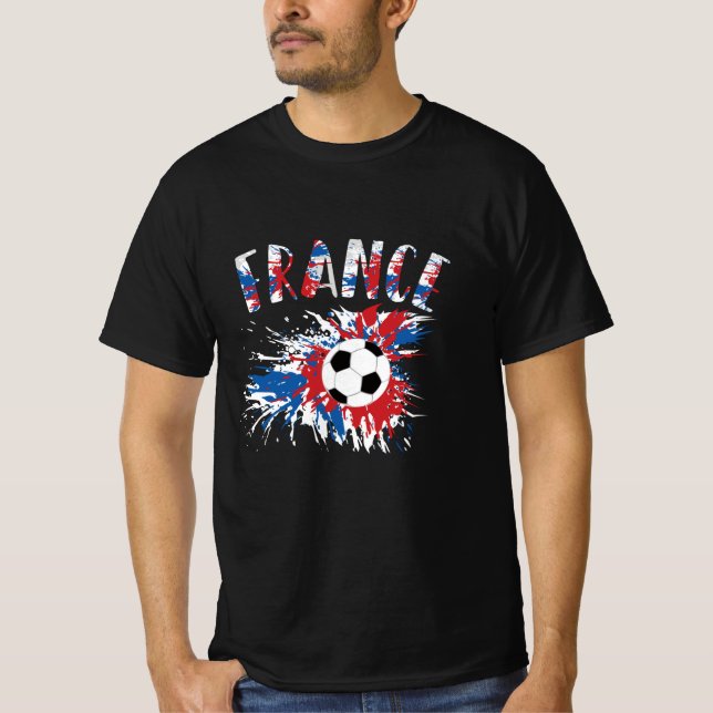 Camiseta Bola de Futebol Grunge da Bandeira da França (Frente)