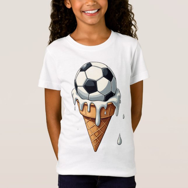 Camiseta Bola de futebol num cone de sorvete (Frente)