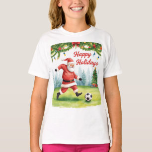 Camiseta Bola de Futebol para o Natal com Papai Noel
