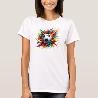 Camiseta Bola de Futebol Splash Futurista Abstrato
