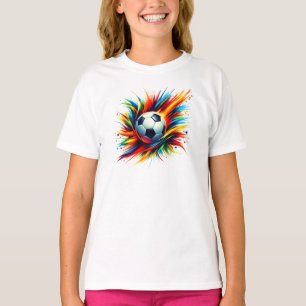 Camiseta Bola de Futebol Splash Futurista Abstrato
