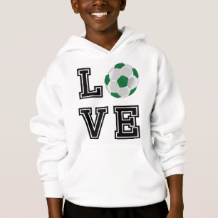 Camiseta Bola de Futebol Verde - Letras Negras Hoodie