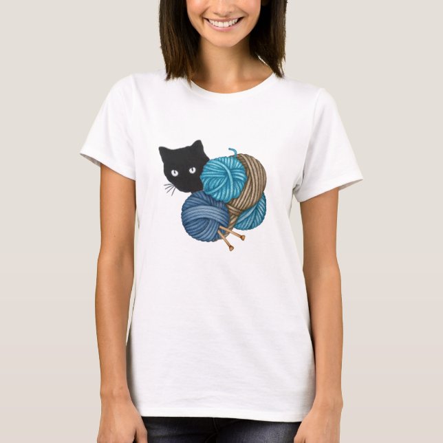 Camiseta bola de gato preto (Frente)