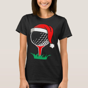 Camiseta Bola de golfe com chapéu de Papai Noel de Natal  p
